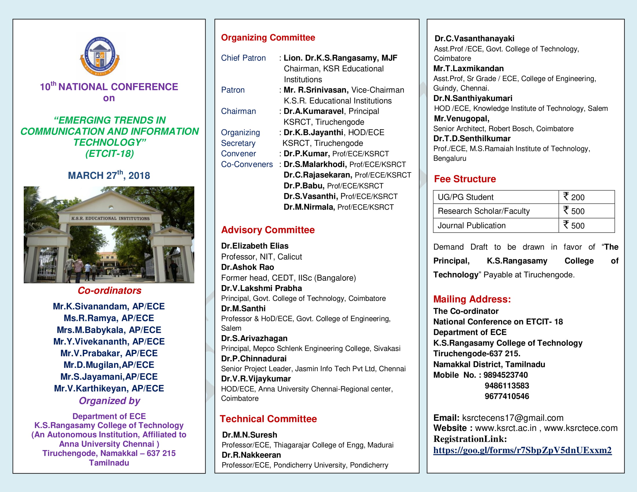 10th National Conference on Emerging Trends in Communication and information Technology ETCIT 18